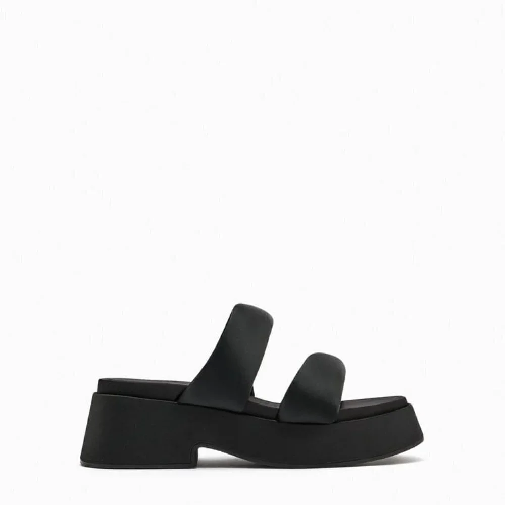 ZARA PADDED STRAP FLATFORM SANDALS  BLACK SIZE 8 | 1344/110